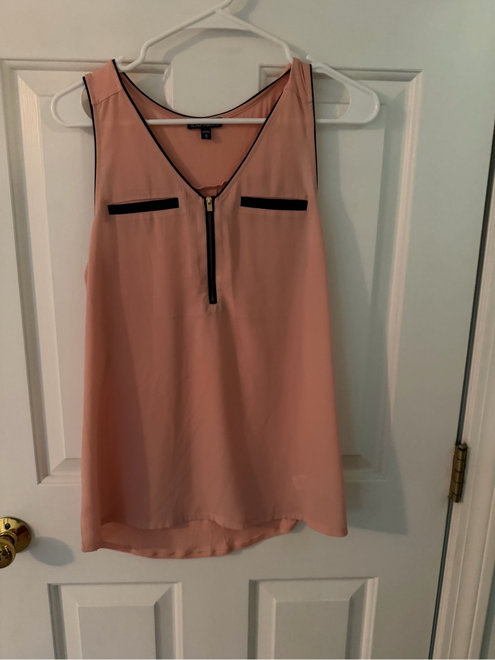 Sleeveless Pink Zip-Detail Tank - Express